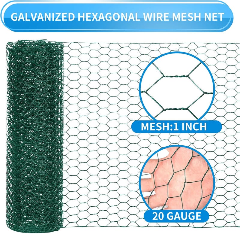 DOLEMODUO 48'' x 150' Green Chicken Wire Fencing, 1 inch Chicken Wire and 20 Gauge Poultry Netting, Garden Mesh Fence Roll for Floral Arrangements/Crafts/Farm/Livestock/Pet Protection - Image 5